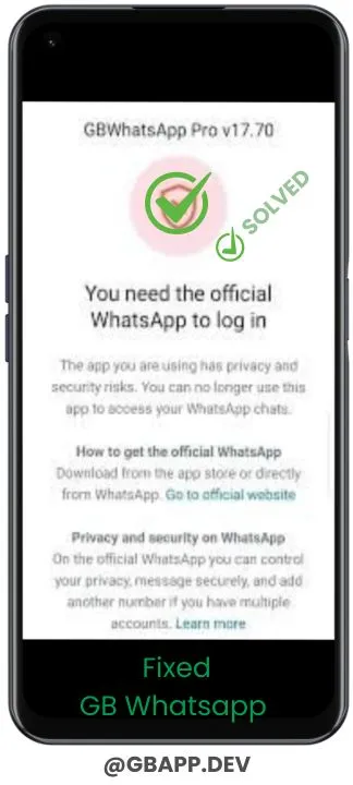 GB Whatsapp you need the official whatsapp to log in - Fixed